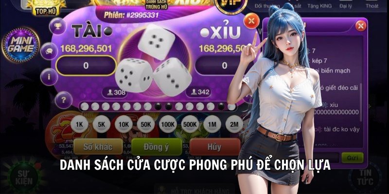 Danh sách cửa cược phong phú để chọn lựa